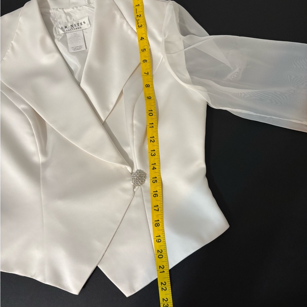 J.R.Nites by Caliendo tuxedo jacket/blouse white size 10 - Picture 10 of 13